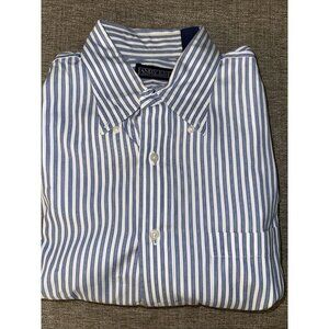 Lands End Blue and White Stripped Long Sleeve Men’s Shirt
